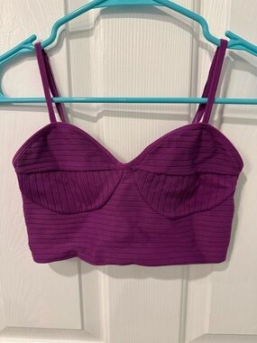 Garage Purple Ribbed Bustier Crop Top